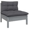 vidaXL Garden Lounge Set Gray Solid pinewood, fabric (100% polyester)