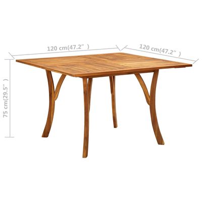 vidaXL Patio Table 47.2"x47.2"x29.5" Solid Acacia Wood