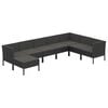 vidaXL Garden Lounge Set Black PE rattan, Powder-coated steel, Polyester