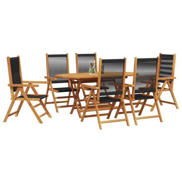 vidaXL Garden Dining Set Folding 7 pcs Black Solid Acacia Wood