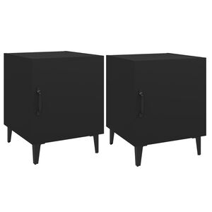 vidaXL Bedside Cabinet Set of 2 Black Engineered wood, Metal Standard
