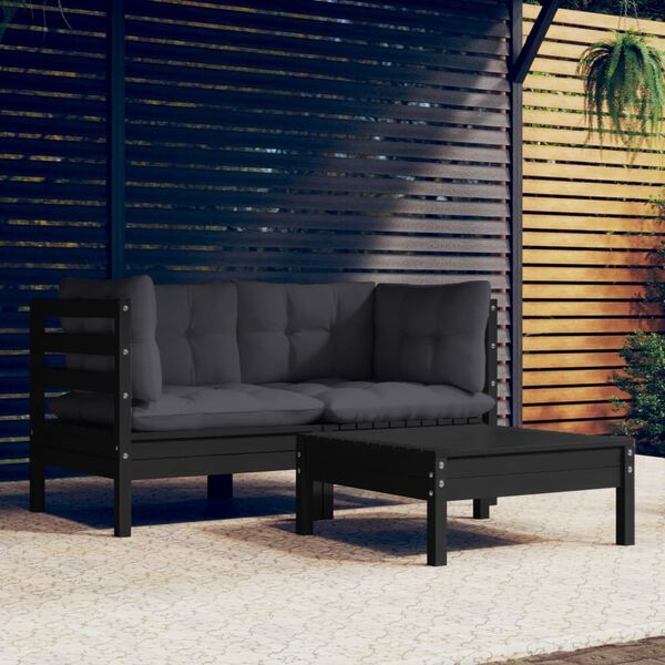 vidaXL Garden Lounge Set Anthracite, Black