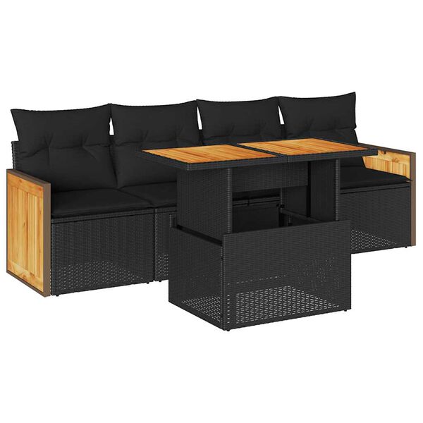 vidaXL Garden Sofa Set Black
