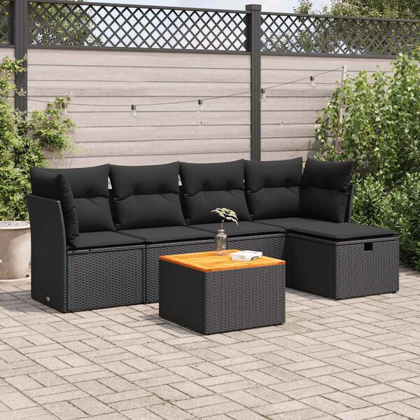 vidaXL Garden Sofa Set Black