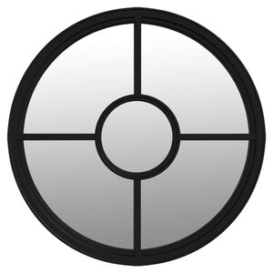 vidaXL Mirror Black Iron, Glass Medium Decorative Inlays Mirror