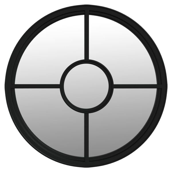 vidaXL Mirror Black Iron, Glass Medium Decorative Inlays Mirror