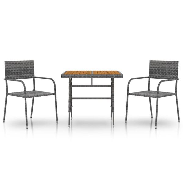 vidaXL Outdoor Dining Set Grey PE rattan, steel, solid acacia wood Medium