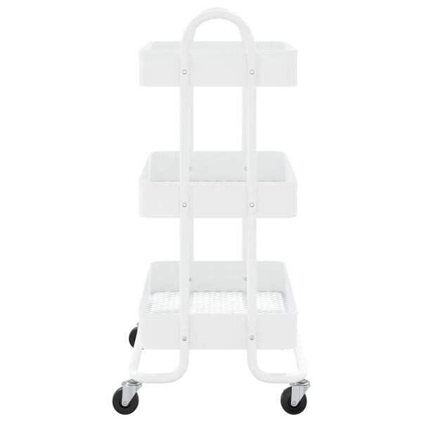vidaXL 3-Tier Trolley White 16.9"x13.4"x31.1" Steel