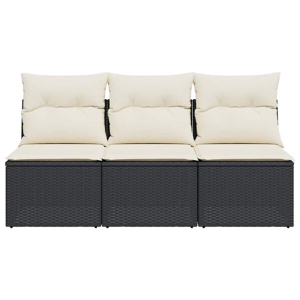 vidaXL Garden Sofa Black, Cream White