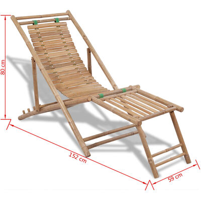 vidaXL Patio Deck Chair with Footrest Bamboo