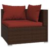 vidaXL Garden Lounge Set Poly Rattan Color: Brown, Cushion Color: Cinnamon Red