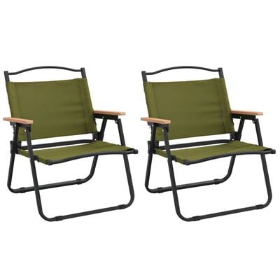 vidaXL Camping Chairs 2 pcs Green 21.3"x16.9"x23.2" Oxford Fabric