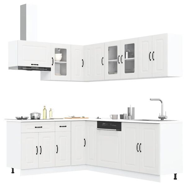 vidaXL Kitchen Cabinet Set White Engineered wood and glass Large