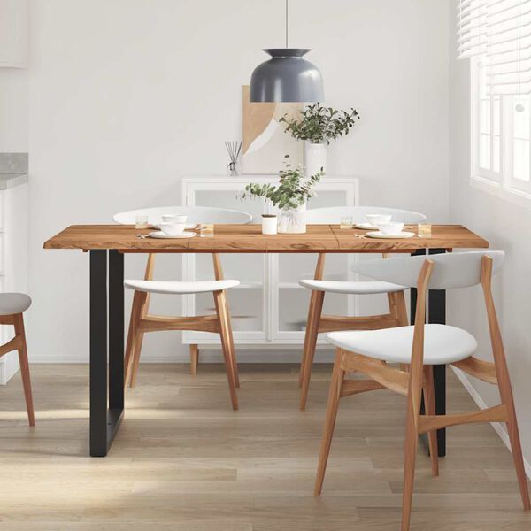 vidaXL Dining Table Acacia with Black Legs Solid Acacia Wood