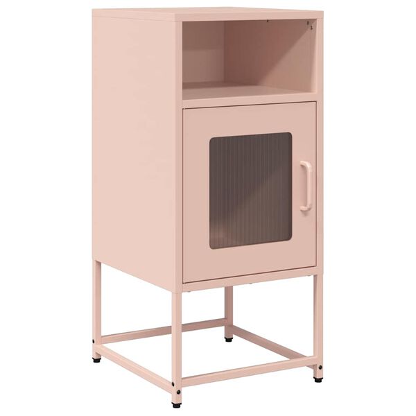 vidaXL Bedside Cabinet Pink Cold-rolled Steel Medium Bedside Cabinet