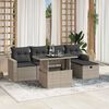 vidaXL Garden Sofa Set Light Grey PE Rattan 6 Piece Set Adjustable Feet