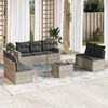 vidaXL Garden Sofa Set Light Grey, Dark Grey PE Rattan, Steel, Glass Large