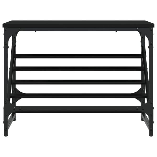 vidaXL Shoe Rack Black Engineered Wood, Powder-Coated Steel Small