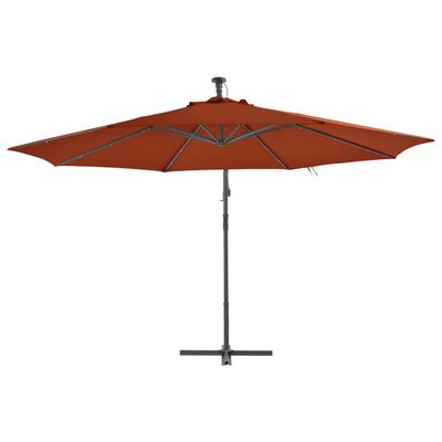 vidaXL Cantilever Umbrella with LED Lights Terracotta 137.8"