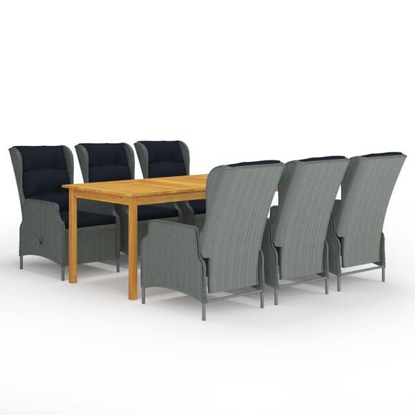 vidaXL Dining Set Light Grey, Black (Cushions)