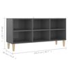 vidaXL TV Cabinet High gloss grey Engineered wood, solid eucalyptus wood