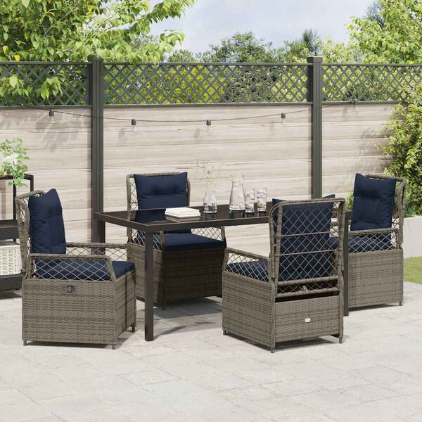 vidaXL Garden Dining Set 5 pcs Gray poly rattan
