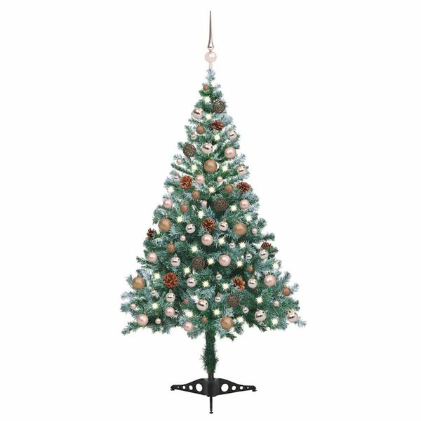 vidaXL Frosted Pre-lit Christmas Tree with Ball Set Pinecones 59.1"