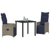 vidaXL Table and Chair Set with Cushion 3 pcs Grey PE Rattan