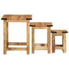 vidaXL Nesting Side Table Set of 3 Natural wood color with black accents