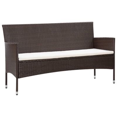 vidaXL 4 Piece Patio Lounge Set With Cushions Poly Rattan Brown