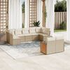 vidaXL Garden Sofa Set Beige PE Rattan Large Adjustable Feet