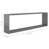 vidaXL Wall Shelf Set of 6 High gloss gray Engineered wood Medium