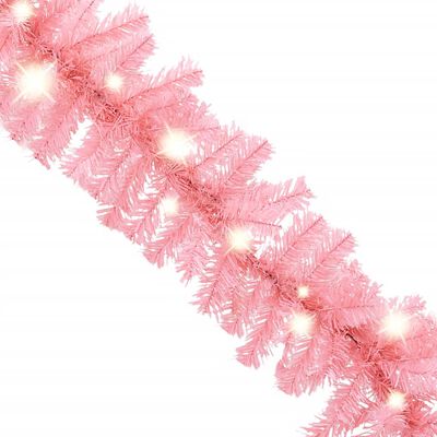 vidaXL Christmas Garland with LED Lights 393.7" Pink