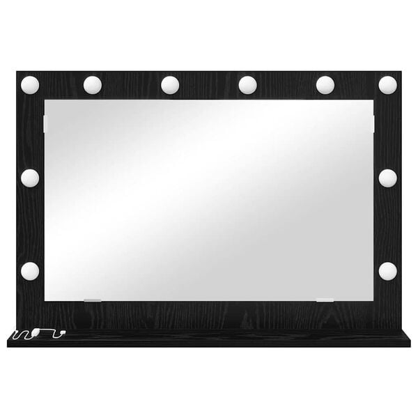 vidaXL Vanity Mirror with Mirror Black Oak 31.50 x 5.91 x 7.09 in