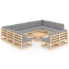 vidaXL Garden Lounge Set Natural Wood Solid Pinewood