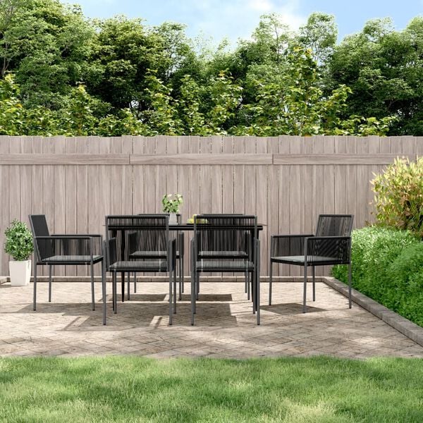 vidaXL Garden Chair Set of 6 Black PE rattan Standard Durable