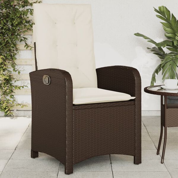 vidaXL Reclining Garden Chair Set of 2 Brown PE rattan Standard