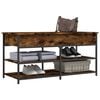 vidaXL Shoe Bench Smoked Oak Engineered wood, Metal 39.4 x 16.7 x 19.7 in
