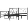vidaXL Bed Frame Black Powder-Coated Steel Double Bed Frame