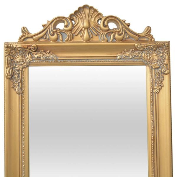 vidaXL Free-standing Mirror Gold Wood, glass, engineered wood Full-length