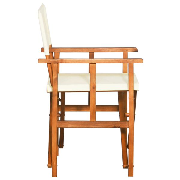 vidaXL Director Chair Brown and Cream Solid Acacia Wood and 100% Polyester