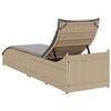 vidaXL Folding Sun Lounger with Cushion and Storage Beige Poly Rattan