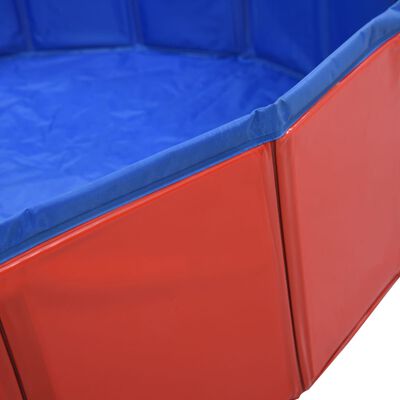 vidaXL Foldable Dog Swimming Pool Red 31.5"x7.9" PVC