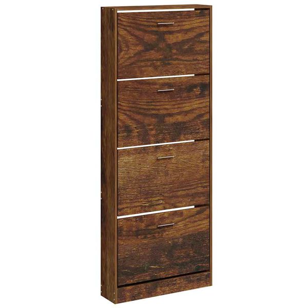 vidaXL Shoe Cabinet Smoked Oak 23.2x6.7x59.1" Engineered Wood