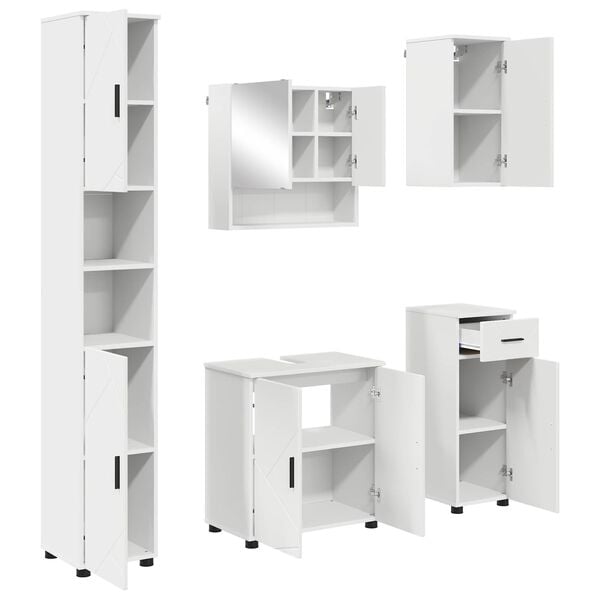 vidaXL Bathroom Furniture Set 5 pcs White Engineered wood & Metal