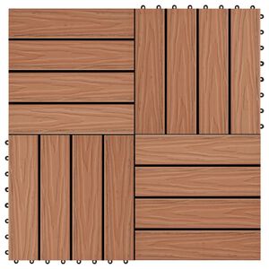 vidaXL 11 pcs Decking Tiles Deep Embossed WPC 11.8"x11.8" 1 sqm Light Brown