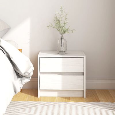 vidaXL Bedside Cabinet White 15.7"x12"x14" Solid Wood Pine