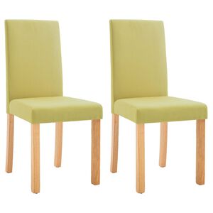vidaXL Dining Chair Set of 2 Green Fabric and rubber wood Standard