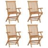vidaXL Patio Chair Set of 4 Light Blue Solid Teak Wood Medium Foldable