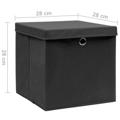 vidaXL Storage Boxes with Covers 4 pcs 11"x11"x11" Black